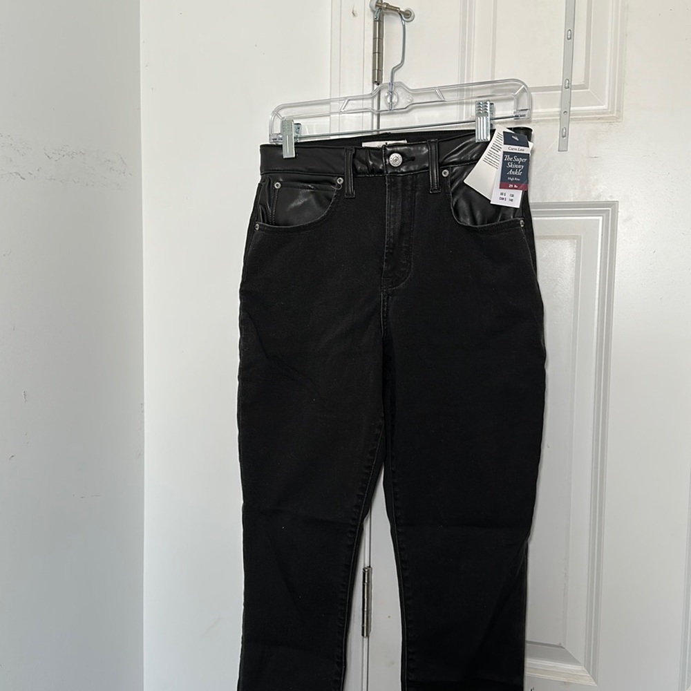 Abercrombie mixed denim leather skinny jeans size 29